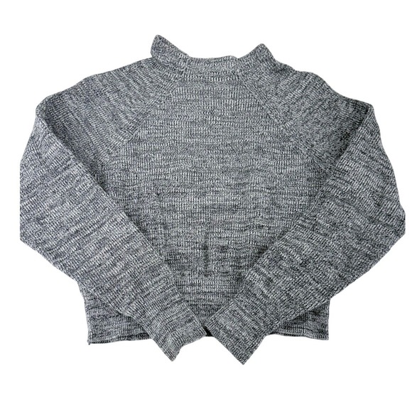 Free People Sweaters - Free People Grey Marled Mock Neck Cropped Knit Sweater Womens Medium OB534960